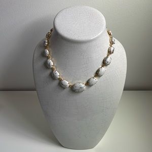 NWT J.Crew White, Gray, and Gold Bulbus Stone Necklace AX365